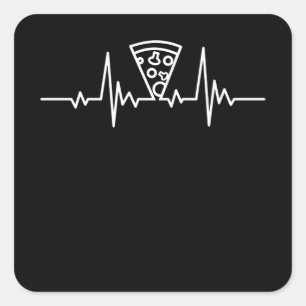 Sticker Carré PIZZA HEARTBEAT Pizza Lover Pizzaholic italien