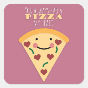 Sticker Carré Pizza Mon Coeur