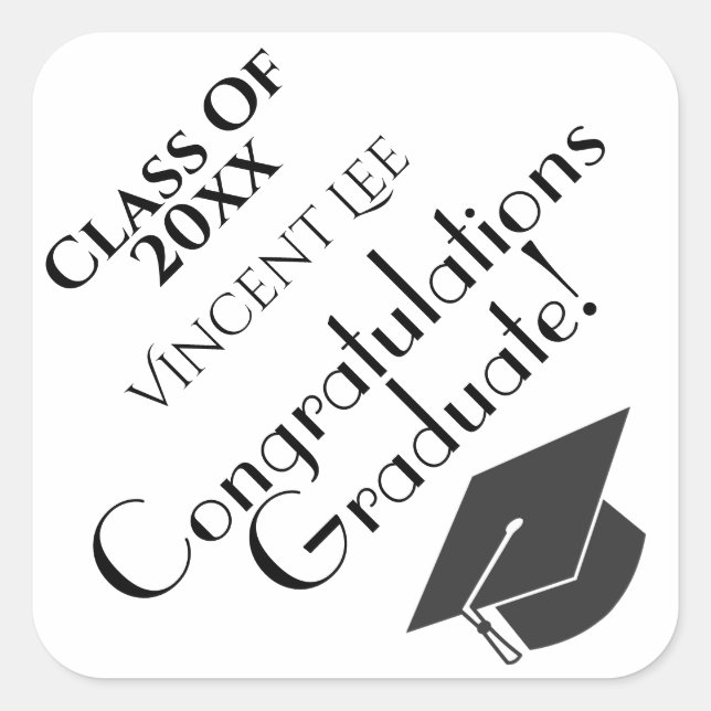 Sticker Carré Plafond De Diplôme Cute Classe De Félicitations (Devant)