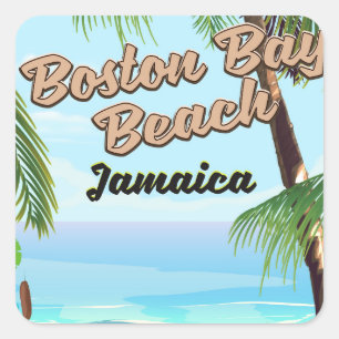 Sticker Carré plage de Boston bay, Jamaïque