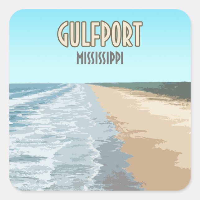 Sticker Carré Plage de Gulfport Mississippi (Devant)