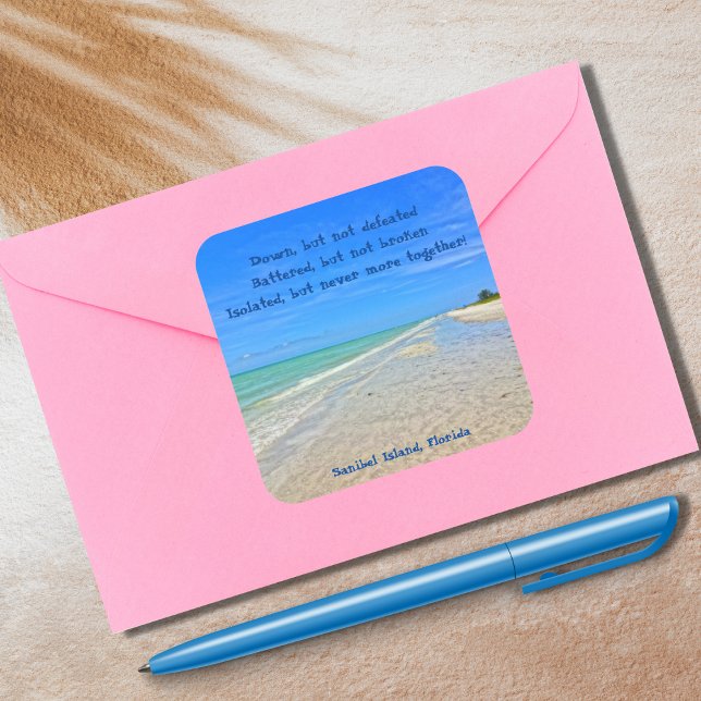 Sticker Carré Plage de l'île de Sanibel Floride Pré-ouragan Ian (Créateur téléchargé)