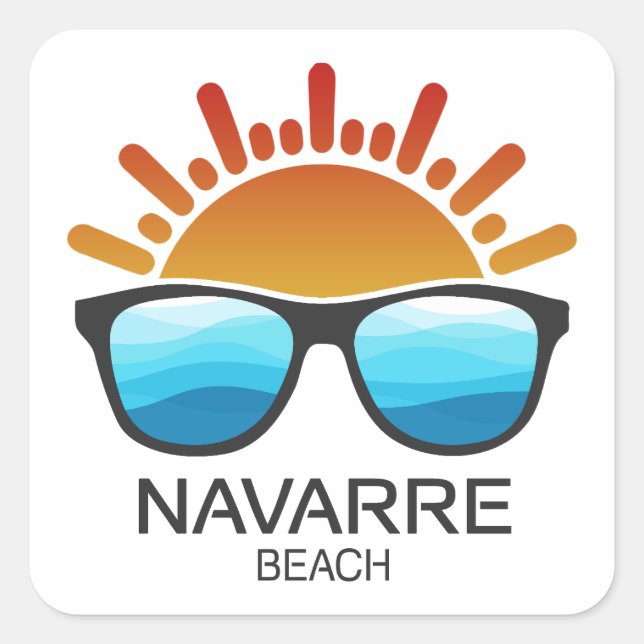 Sticker Carré Plage de Navarre Floride Lunettes de soleil (Devant)