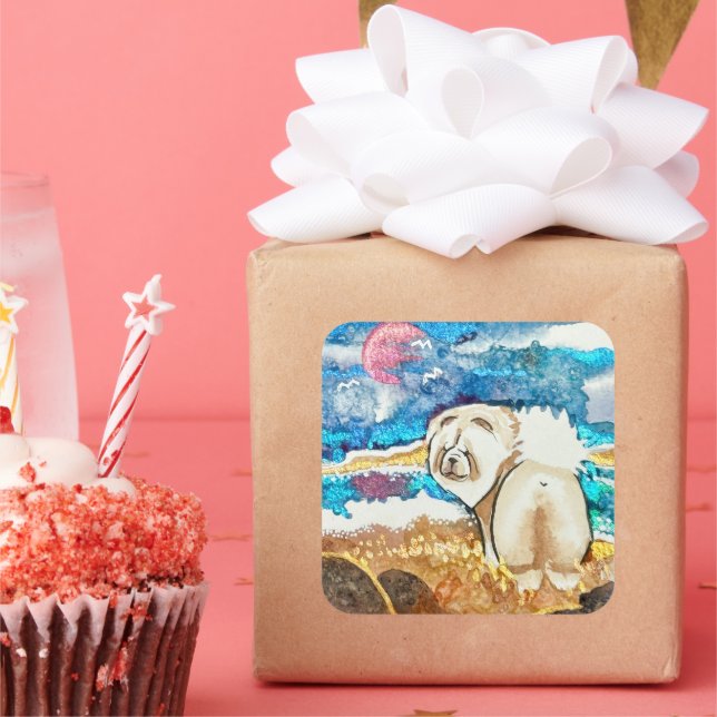 Sticker Carré PLAGE DE REPOS FACE crème chow (Fête)