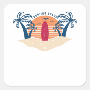 Sticker Carré Plage de surf