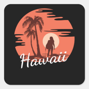 Sticker Carré Plage d'Hawaii