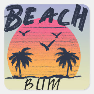 Sticker Carré Plage/littoral/tropical/hawaïen