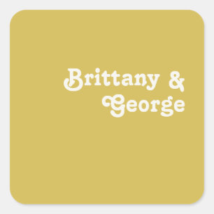 Sticker Carré Plage Retro   Phoques d'enveloppe Mariage or