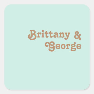 Sticker Carré Plage Retro   Phoques d'enveloppes Mariage Aqua