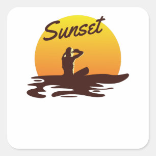Sticker Carré Plage Sunset