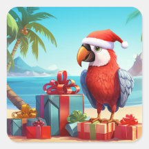 Plage tropicale de Perroquet de Père Noël Noël
