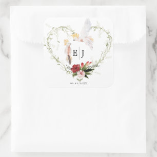 Sticker Carré Plage tropicale Palm Floral Mariage Favoriser