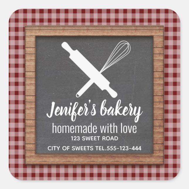Sticker Carré Plaid Chalkboard whisky rouleau boulangerie (Devant)