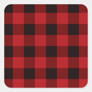 Sticker Carré Plaid classique de buffle noir rouge