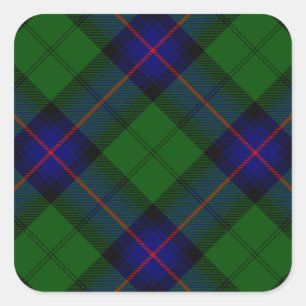Sticker Carré Plaid de vert bleu de tartan de clan d'Armstrong