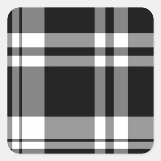 Sticker Carré Plaid noir et blanc (Devant)
