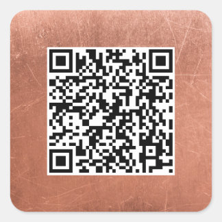 Sticker Carré Plain QR Code Élégant Cuivre Bronze Professionnel