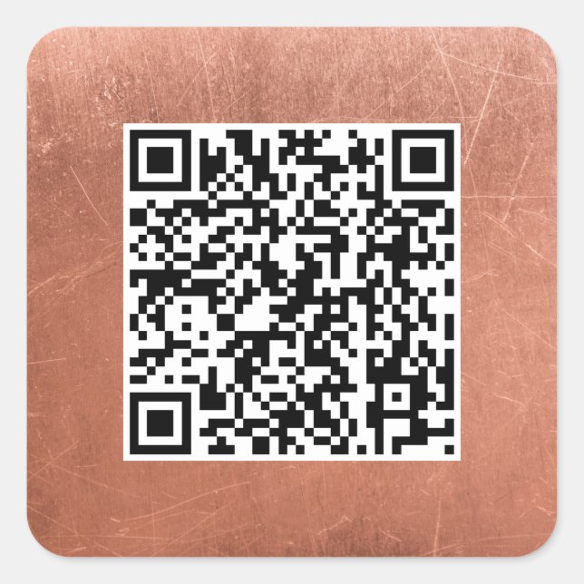 Sticker Carré Plain QR Code Élégant Cuivre Bronze Professionnel (Devant)