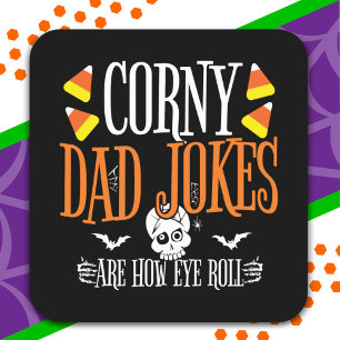 Sticker Carré Plaisanterie Roll d'oeil Halloween Corny Papa plai