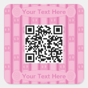 Sticker Carré Plaisir et fantaisie rose Pretzel QR