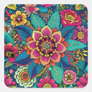 Sticker Carré Plaisir Floral