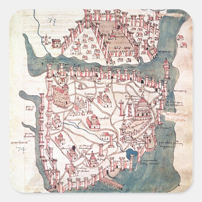 Sticker Carré Plan de Constantinople (Devant)
