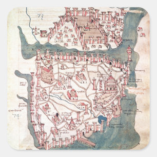Sticker Carré Plan de Constantinople