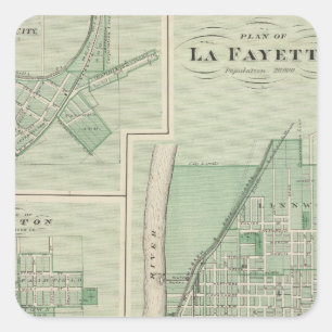 Sticker Carré Plan de La Fayette avec Battle Ground City