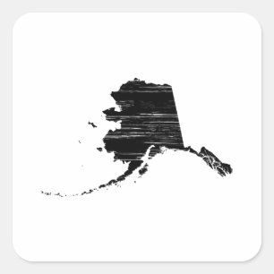 Sticker Carré Plan de l'État de l'Alaska en détresse