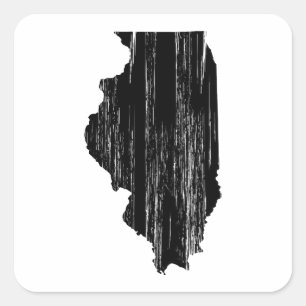 Sticker Carré Plan de l'État de l'Illinois en détresse