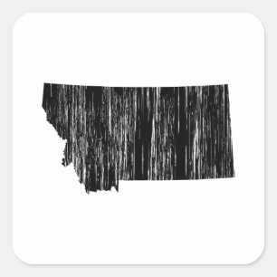 Sticker Carré Plan de l'État du Montana en détresse