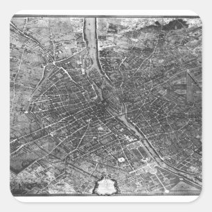 Sticker Carré Plan de Paris, connu sous le nom de Plan de Turgot