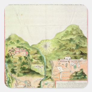 Sticker Carré Plan des mines d'Oaxaca, Mexique, 1785-87