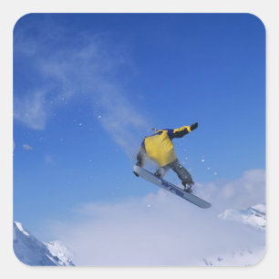 Sticker Carré Planche à neige dans Grizzly Gulch, Little Cottonw