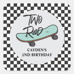 Sticker Carré Planche à roulettes Two Rad 2e anniversaire