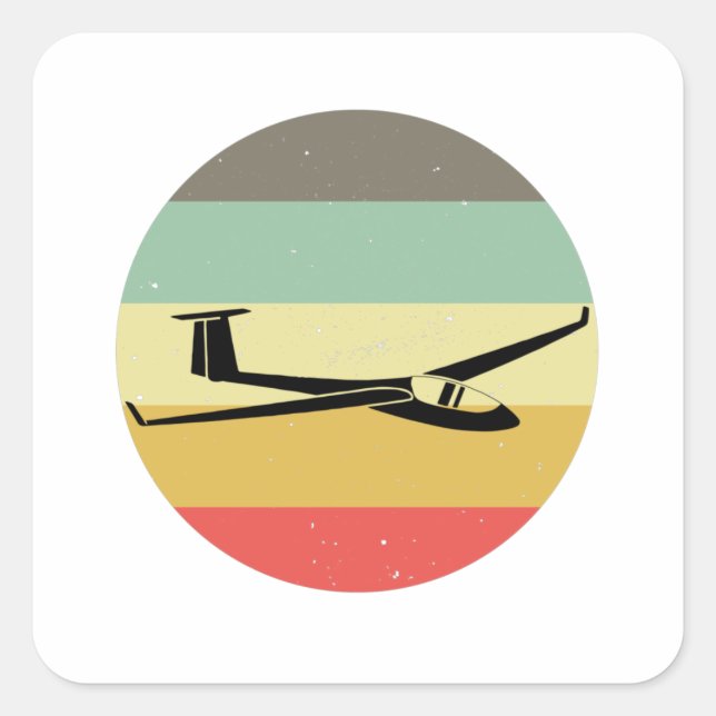 Sticker Carré Planeur | Pilote Gliding Sailplane Soar Cadeau (Devant)