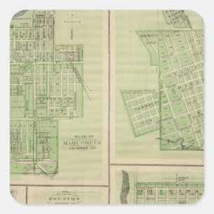 Sticker Carré Plans de Maquoketa, Bellevue, Princeton