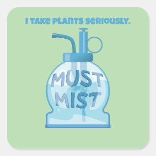 Sticker Carré Plante mister brumisant les plantes en pot