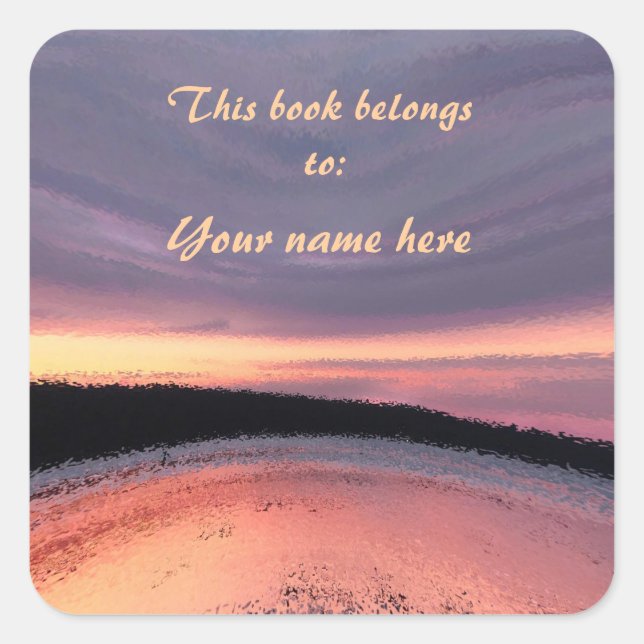 Sticker Carré Plaque Abstraite Sunset Ocean Waves (Devant)