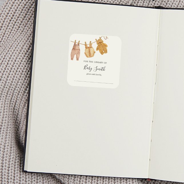 Sticker Carré Plaque baby shower neutre (Créateur téléchargé)