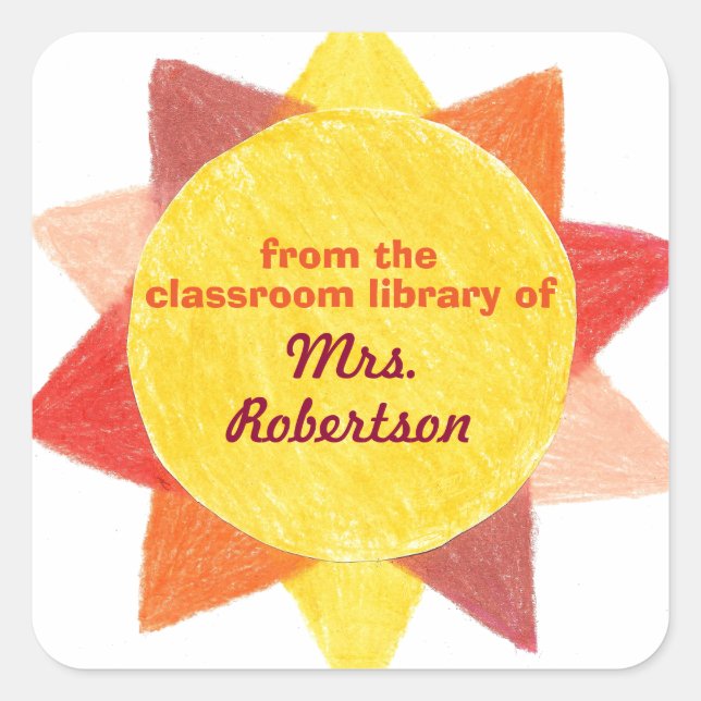 Sticker Carré Plaque cadeau pour enseignant Sunshine personnalis (Devant)