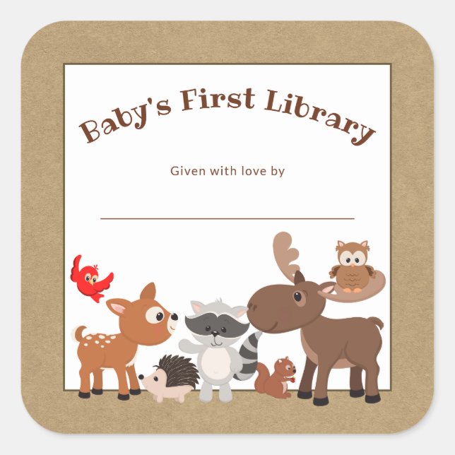 Sticker Carré Plaque d'animal rustique en bois, plaque d'immatri (Devant)