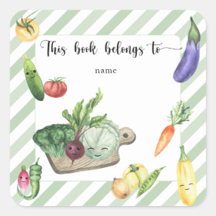 Sticker Carré Plaque de Baby shower cultivé - ce livre appartien