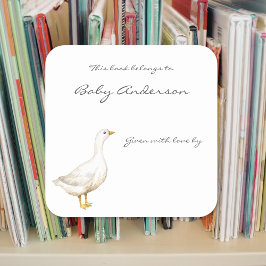 Sticker Carré Plaque de baby shower de l'oie animale