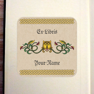 Sticker Carré Plaque de conception Lion médiévale