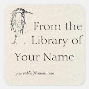 Sticker Carré Plaque de croquis Blue Heron