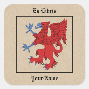 Sticker Carré Plaque de réservation Griffin Rampant Gules