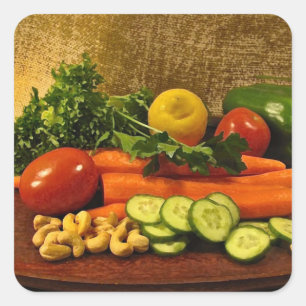 Sticker Carré Plaque de salade de légumes