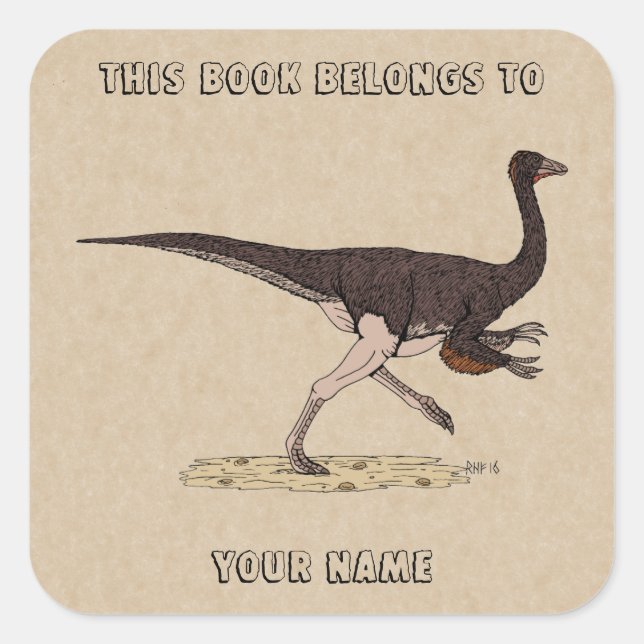 Sticker Carré Plaque d'enregistrement Dinosaur Ornithomimus Crét (Devant)
