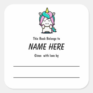 Sticker Carré Plaque Enfants Unicorn avec message